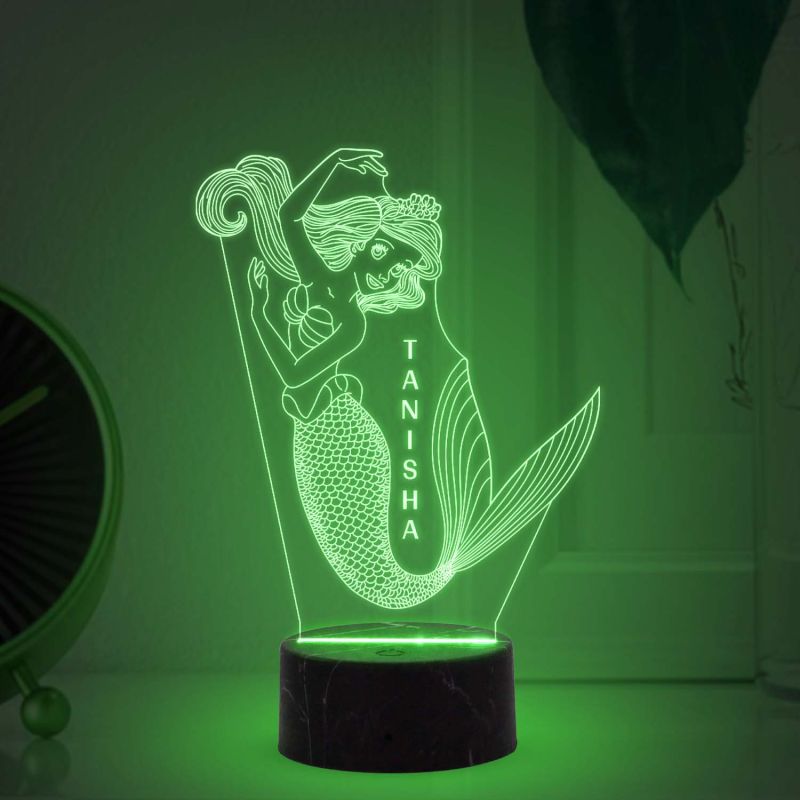 3D Mermaid Led Night Light with Multicolored Light Customized with Name Gift for Birthday Kid , Girl room decoe